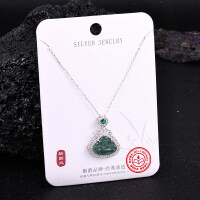 Metal Alloy Crystal Butterfly Necklace and Earring Set-S925 Sterling Silver + Jadeite NA-0180B 925 Silver