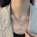 wholesale S925 Sterling Silver Double Layer English Letter Pendant Necklace, Vintage Silver Necklace for Women, European and American Style, Ins Luxury Temperament Necklace-0-2