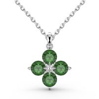 wholesale S925 sterling silver trending Xiaohongshu round four-leaf clover zirconia inlaid design elegant fashion pendant necklace-DY190718-SW-GN>925 silver