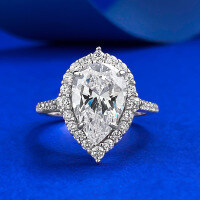 wholesale S925 Sterling Silver High-Carbon Diamond 8*12 Radiant Ring for Women Cross-Border Dropshipping-R215 White Diamond Water Drop No. 6