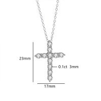 wholesale S925 Sterling Silver 10-Point Moissanite Cross Pendant Light Luxury High-End Sense Collarbone Chain European and American Fashion Necklace-1.1 carat (moissanite) necklace 925 silver