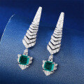 wholesale S925 Cultured Synthetic Pure Silver Earrings with Emerald Ice Flower-Cut Gemstone Ear Hooks for Women Wholesale Factory-0-3
