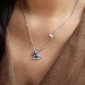 wholesale S925 Sterling Silver New Blue Luminescent Dynamic Butterfly Necklace for Women Ethereal Butterfly Light Luxury Collarbone-0-4