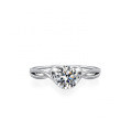 S925 Silver Ring with 1-Carat Moissanite Heart Shape, 65MM, Fine Electroplating-0-0