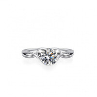 S925 Silver Ring with 1-Carat Moissanite Heart Shape, 6.5MM, Fine Electroplating-1 carat (zircon)  11 yards