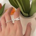 wholesale S925 Sterling Silver Korean Style Bow Ring, Minimalist Wave Band, Small Luxury, Fashion Versatile-0-0
