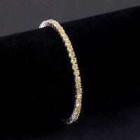 wholesale S925 sterling silver new style tennis chain 3/4/5mm bracelet with ins-style fresh yellow moissanite, European version-3mm yellow moissanite bracelet >6.5 inches (approximately 16.5cm)