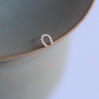 wholesale 9K Gold Full Diamond Large Horseshoe Light Luxury Japanese Style Unique Niche Stud Earrings for Women-9K per price