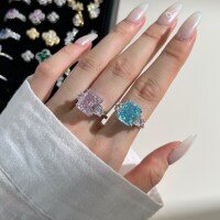 wholesale S925 Sterling Silver French Elegance Women's Ring with 8A Ice-Cut Colored Zirconia, Luxurious High-End Sense Breath-Closing Ring-DY120668-SW-BA 8