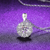 925 Silver Cross Pendant Necklace with Moissanite, Women's Fashion-[Super Sparkling Zircon] 1 Carat Necklace  925 Silver