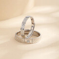 wholesale S925 Sterling Silver Diamond Pattern Couple Rings, Niche Design, Fashionable and Versatile High-End Matching Bands for Engraving, Valentine's Day Gift-0-2