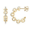 Sterling Silver C-Shaped Chain Semi-Hoop Moissanite Earrings-0-3