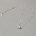 wholesale S925 Sterling Silver Fresh and Sweet Ins Style Small and Large Bow Knot Necklace Y01926-0-3