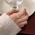 wholesale S925 Sterling Silver Crushed Silver Pearl Elastic Ring for Women, Fashionable Geometric Irregular Versatile Index Finger Jewelry-0-1