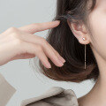 wholesale S925 silver sweet heart ear thread women's elegant curved line small heart-shaped long earring G6000-0-2