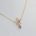wholesale S925 Gold-Plated Silver Tanzanian Zircon Daisy Flower Pendant Choker Necklace for Women by Dunli Jewelry-0-2