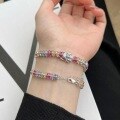 wholesale S925 Sterling Silver Cross-Border Light Luxury Women's Bracelet with High-End Colorful Zircon Inlay, Dopamine Full Diamond Exquisite Hand Accessory-0-1