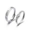 wholesale S925 Sterling Silver Small Crown Couple Rings Pair, Minimalist and Elegant Matching His and Hers Adjustable Open Band Unique Design-0-4