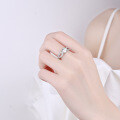 Sterling Silver D Color Moissanite Six-Prong 1 Carat Adjustable Proposal Ring-0-2