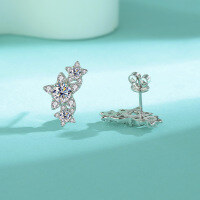 wholesale S925 Sterling Silver Cross-Border Moissanite Star Earrings for Women, High-End Five-Pointed Star Ear Studs Wholesale-50-point (zircon) earrings
