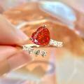 wholesale 925 silver jewelry new padparadscha high carbon diamond ring set with 8*10 heart-shaped women's-0-1