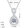 S925 Silver Moissanite Women's Necklace, Hollow Teardrop Pendant-0-3