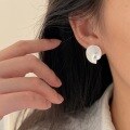 wholesale S925 Sterling Silver Brushed Geometric Stud Earrings Women New Korean Design Stylish Minimalist Earrings-0-2