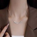 wholesale Sterling Silver, Maker S999 Ice Chip Smile Pendant Necklace for Women, Small and Minimalist Design, Versatile, Super Sparkly, Light Luxury Collarbone Chain-0-1