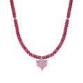 wholesale S925 Sterling Silver Advanced Sense Women's Necklace, Exquisite Pink Heart with Rose Red Beaded Design, Light Luxury Versatile Beaded Chain for Women-0-5