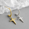 wholesale 925 Sterling Silver Earrings, Real Gold Thick Plated, Cross Short Style Ear Studs Ear Drops-0-0