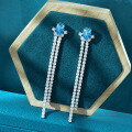 wholesale S925 Silver Jewelry 15ct Teardrop 7*10 High Carbon Diamond Earrings Long Drop Versatile Women's Earrings-0-1