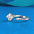 wholesale S925 Silver 6*6mm Lily Stone Openable Ring Women's Four-Leaf Clover Flower Live-0-1