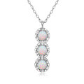 S925 Silver Saturn Orbit Opal Pendant Necklace-0-8
