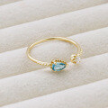wholesale Spring New Arrival 9K Gold Wholesale Jewelry Supplier Japanese Minimalist Style London Blue Topaz Ring-0-2