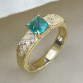 wholesale Sterling Silver Gold-Plated 5*5mm Simulated Emerald Sugar Loaf Zircon Women's Brushed Ring, Xiaohongshu Style-0-3