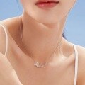 wholesale [] Maker S999 Silver Fish Tail Playful Inlaid Diamond Necklace, Fashionably Minimalist, Unique Niche Design, High-End Sense Collarbone Chain-0-2
