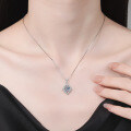 S925 Sterling Silver 1-Carat Moissanite Geometric Rhombus Pendant Necklace-0-2