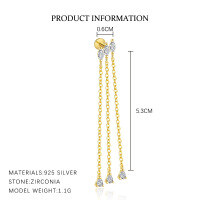 wholesale S925 Sterling Silver Four-pointed Star Earrings With Crystal Accents And Teardrop French Flow-E4714-Gold/Pair 925 Silver