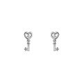 wholesale S925 Silver Korean-style Single Diamond Heart Stud Earrings Key Simple and Fresh with Threaded Earrings M02747-0-4