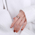 wholesale S925 Sterling Silver Korean-style Geometric Zircon Inlaid Irregular Hollow Liquid Niche Design Open Ring-0-3
