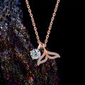 925 Silver Mermaid Tail Necklace with Moissanite for Valentine's Day-0-1