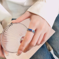 wholesale S925 Sterling Silver Matte Cloisonné Filigree Openwork Lotus Ring Retro National Trend Ethnic Style Index Finger Ring-0-3