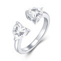 Sterling Silver Moissanite Heart Ring, Sweet Niche Trendy Ins Style 925 Jewelry Factory Wholesale-0-3