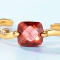 wholesale S925 Sterling Silver Autumn Winter New Simple Geometric Square Garnet Ring Adjustable Open Ring Wholesale from Manufacturer-0-3