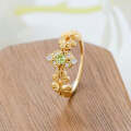 wholesale S925 silver plated with 14K gold, vintage lace-wrapped floral peridot ring, Dunli Jewelry spring new collection-0-3