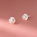 wholesale 925 Sterling Silver Fresh and Sweet Ins Niche Design Exquisite Beaded Three-Petal Flower Earrings M06232-0-3