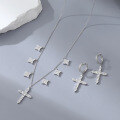 wholesale 925 Sterling Silver Cross Zircon Necklace Collarbone Chain Wholesale European and American Cross-Border Ins High-End Sense Jewelry for Women-0-1