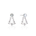 wholesale 925 Sterling Silver Christmas Tree Earrings for Women, European and American Ins Style Hollow Christmas New Earrings, Minimalist Design Earring Wholesale-0-4