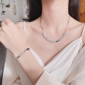 wholesale S925 Sterling Silver Retro Heavy-Duty Square Love Letter Necklace and Bracelet Trendy Hip-Hop Jewelry-0-0