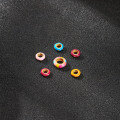 wholesale Metal material first: 925 ancient silver gold-plated enamel rainbow spacer bead gasket closed ring small loop DIY bracelet cord accessories-0-2